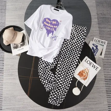 网红炸街港风运动服套装跑步女夏季薄款短袖长裤小个子休闲两件套图片