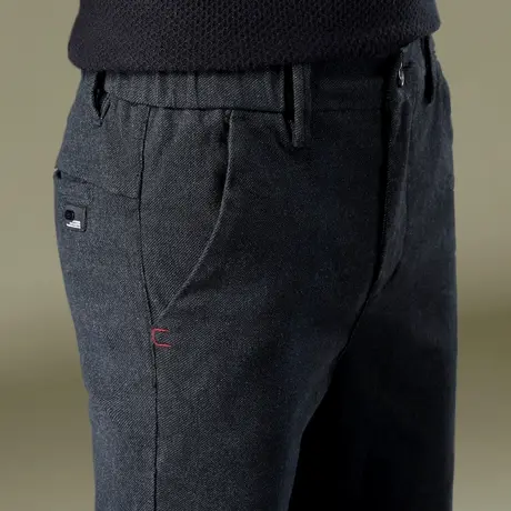 2023年新款秋冬裤子男裤加绒加厚中年冬季男士毛呢休闲裤宽松直筒商品大图