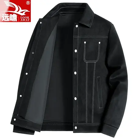 外套男款麂皮绒春秋季韩版男士休闲上衣翻领潮牌宽松工装夹克男款商品大图