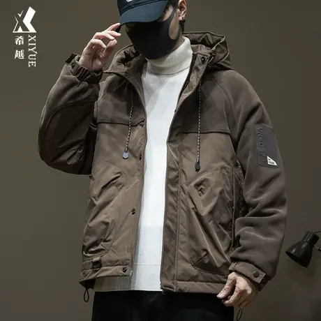 冬季加厚奥粒绒连帽棉衣男宽松大码工装男士冲锋衣保暖棉服外套潮商品大图