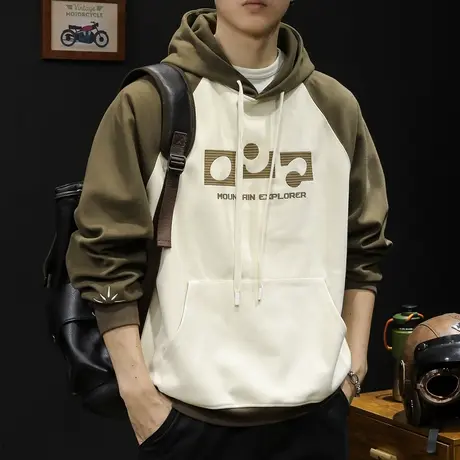 重磅连帽卫衣男春季潮牌2024新款外套春秋款男款衣服拼色长袖宽松商品大图