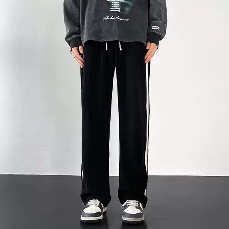 男士灯芯绒休闲运动裤子2023春秋薄款潮流男生宽松百搭休闲拖地裤商品大图