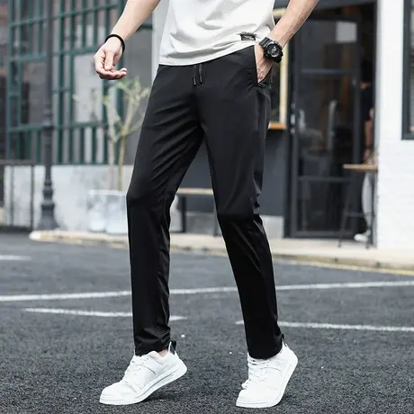 裤子夏季运动男士休闲裤子弹力免烫男薄款冰丝长裤宽松直筒速干商品大图