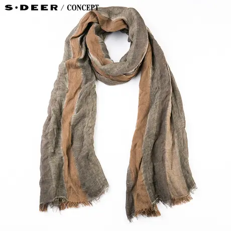 【🦊新品】🦋sdeer圣迪奥专柜正品女装做旧感条纹围巾S15383712图片