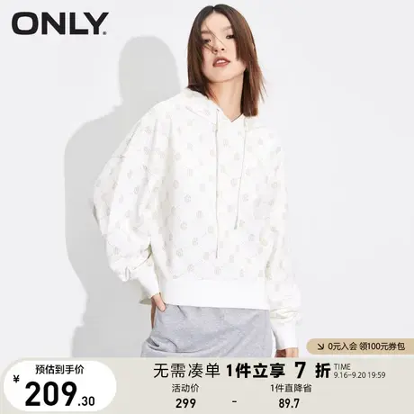 ONLY奥莱夏季百搭休闲印花宽松长袖连帽卫衣女商品大图