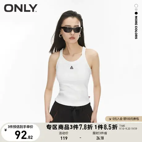 ONLY奥莱2023夏季新款时尚百搭休闲潮酷通勤圆领无袖T恤女图片