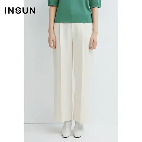 INSUN恩裳直筒阔腿挺括吸湿透气西裤商品大图