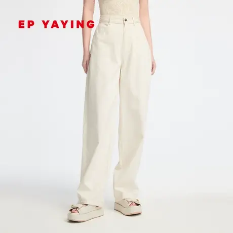 EP YAYING雅莹女装 日常简约白色牛仔直筒裤 2023新款J630B图片
