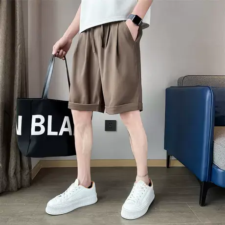 2023夏季休闲短裤潮男潮流纯色宽松直筒韩版百搭冰丝薄款五分中裤商品大图