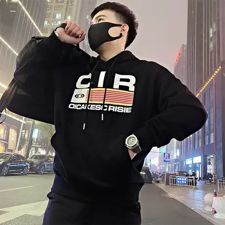 个性美式字母连帽卫衣t恤春季2024新款潮牌宽松痞帅套头外套上衣商品大图