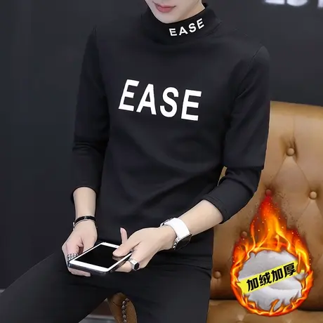长袖T恤男高领冬装加绒加厚冬季男装潮流打底衫潮牌卫衣保暖衣服商品大图