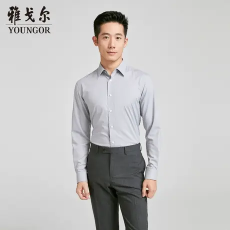 雅戈尔 商场同款男灰色提花TR长袖衬衫YLTR150673DJC商品大图
