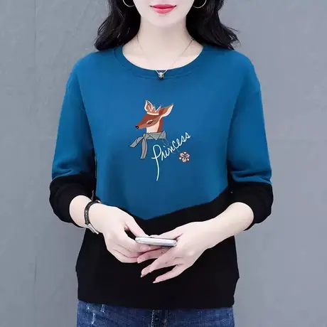 恋上17号圆领卫衣女春秋款2023年新款宽松显瘦套头打底衫长袖上衣图片