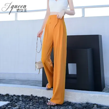 高腰阔腿裤女垂感2023秋季薄款休闲显瘦西装裤雪纺直筒拖地长裤子商品大图