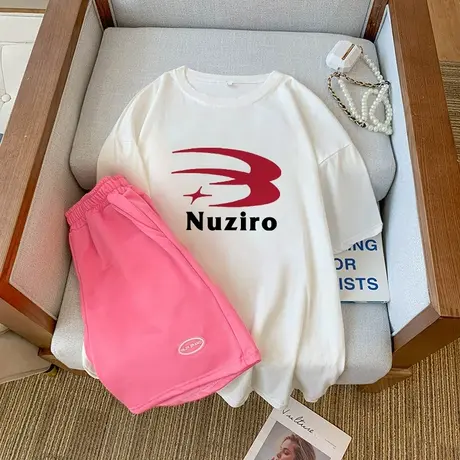 纯棉港风运动服套装跑步女夏季薄款宽松短袖短裤小个子休闲两件套图片