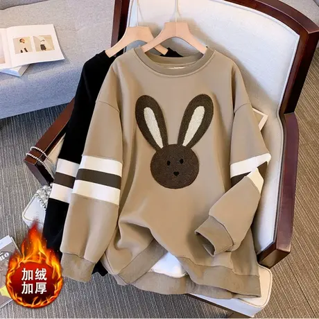 设计感小众卫衣女秋冬季加绒加厚ins潮牌宽松大码chic港味上衣服商品大图