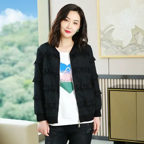 胖mm显瘦外套短款减龄蕾丝重工简涵高端轻奢高级感春装大码女装图片