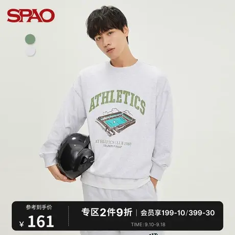 SPAO男士卫衣秋冬季新款圆领套头时尚百搭休闲印花卫衣SPMWC12H20商品大图