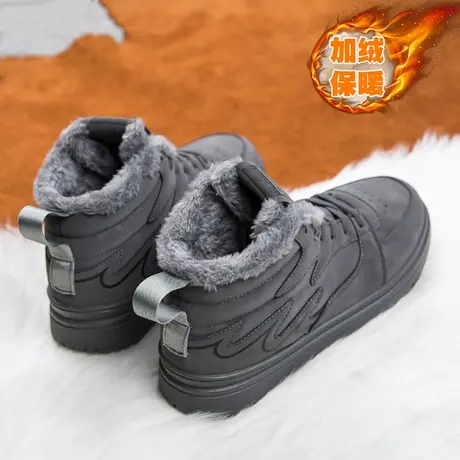 俄罗斯雪地靴男款春秋加绒保暖棉鞋东北户外防滑防水皮毛一体男鞋商品大图