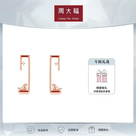 周大福惊鸿精致18K金钻石耳饰耳钉定价U181379商品大图