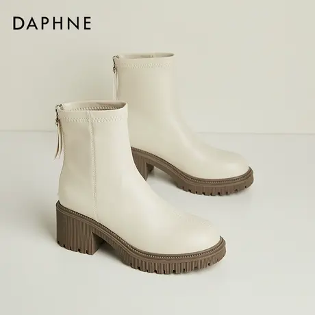 Daphne达芙妮 小个子网红穿搭~粗跟马丁短靴女春秋单靴时尚高跟鞋商品大图