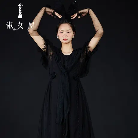 淑女屋旗舰店2022新品玫瑰花开扣连衣裙图片