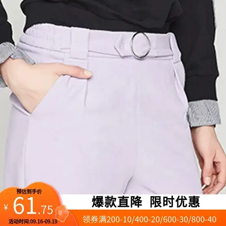 艾格夏季新款气质百搭甜美纯色高级休闲裤女士z1828商品大图