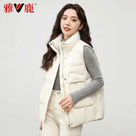 雅鹿官方羽绒马甲女外穿短款立领防风2023年新款纯色百搭鸭绒保暖商品大图