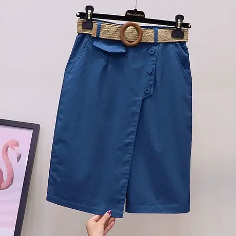 欧货时尚七分阔腿裤裙女2023夏季新款高腰休闲宽松显瘦a字半身裙商品大图