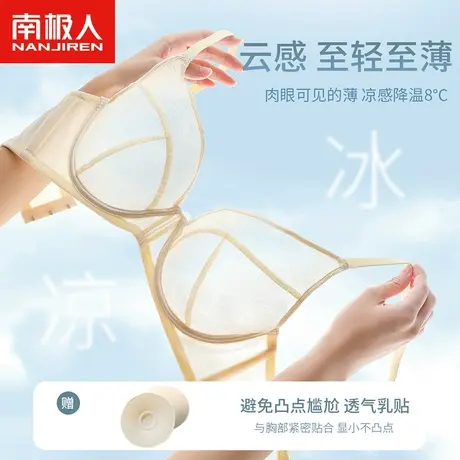 南极人超薄款透气内衣女凉感大胸显小透明2023年爆款夏季无痕文胸商品大图