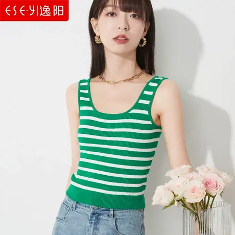 逸阳条纹内搭多色针织背心女2023春新款吊带打底百搭修身显瘦上衣图片