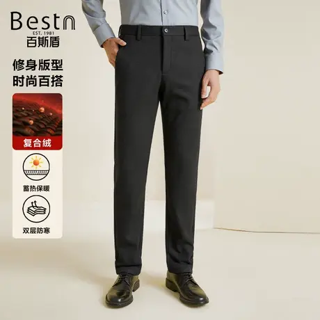 [复合绒]男士休闲裤2023秋冬新款商务休闲保暖弹力舒适男修身长裤商品大图