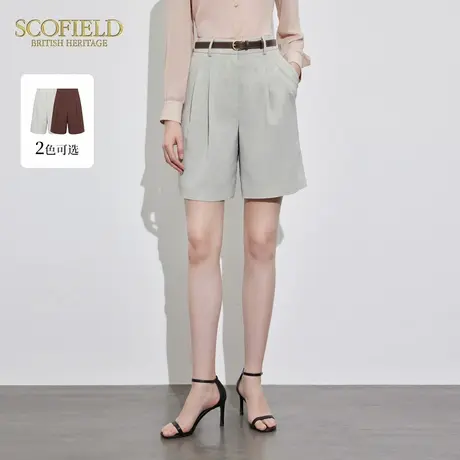 Scofield女装高腰微宽松版型通勤短裤A型宽松西装裤夏季裤子图片