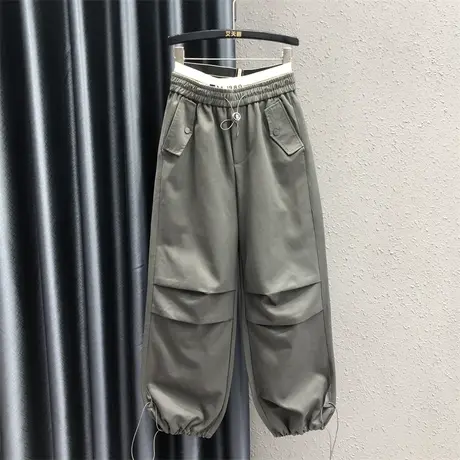 美式直筒工装裤女2023秋季新款宽松束脚阔腿裤高腰显瘦休闲运动裤商品大图