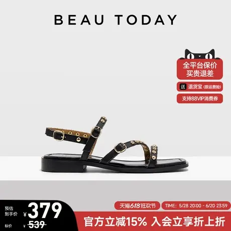 BeauToday法式一字带凉鞋女夏季可外穿凉鞋罗马凉鞋女鞋平底凉鞋商品大图