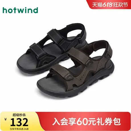 热风男鞋2025年夏季新款男士沙滩鞋外穿魔术贴凉鞋男款休闲鞋子男商品大图