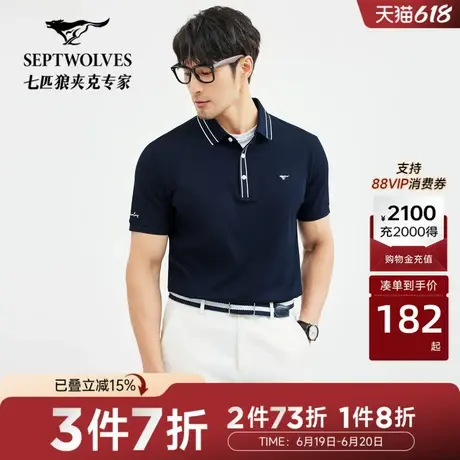 七匹狼短袖T恤男夏季翻领透气百搭休闲纯棉男款polo衫上衣商品大图