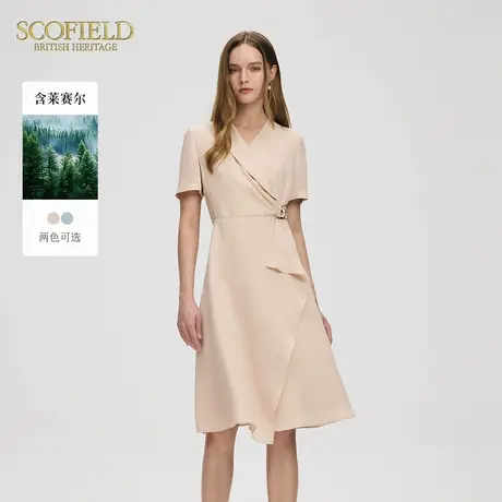 【含莱赛尔】Scofield女装25夏季新品都市通勤OL收腰小V领连衣裙图片
