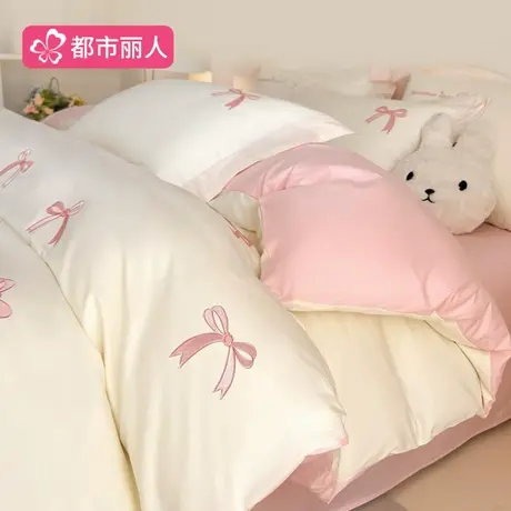 少女风全棉床上四件套纯棉床单被套2025新款刺绣轻奢高级感床品商品大图