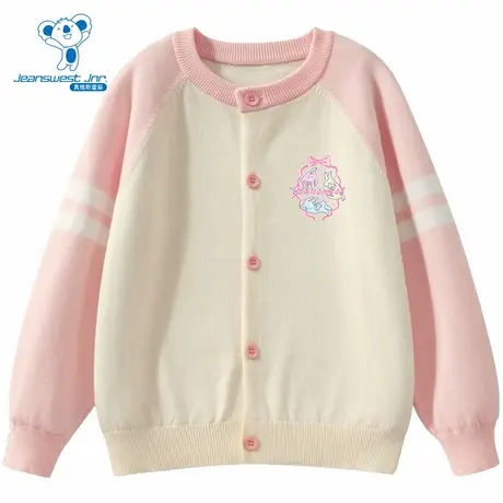 PV真维斯女童装 2025秋季新款可爱兔子印花时尚百搭童装针织上衣商品大图