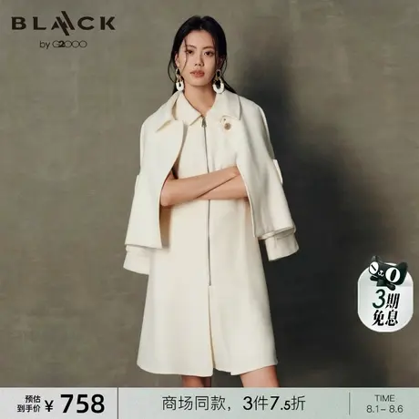 【绵羊毛混纺】G2000女装2025商场新款保暖舒适斗篷式夹克短外套图片