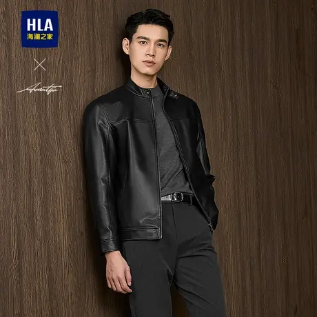 HLA/海澜之家轻商务时尚系列夹克25春秋新PU商务通勤顺滑外套男商品大图