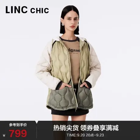 LINC金羽杰轻薄羽绒服女中长款23年秋冬新品松弛感罩衫Y23802179商品大图