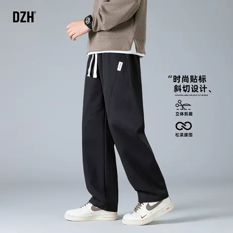 男士黑色透气直筒裤子男款2025新款秋季男裤阔腿长裤设计感休闲裤商品大图