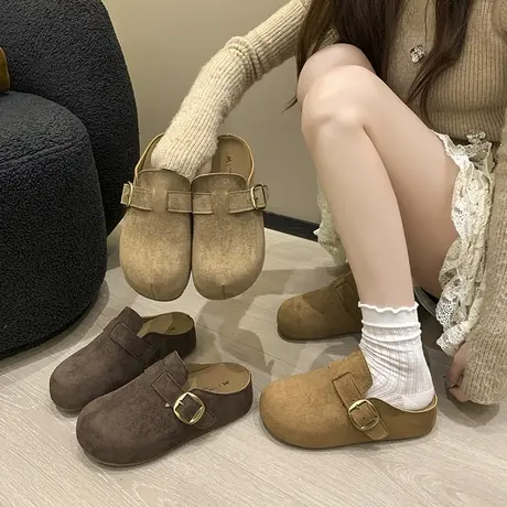 增高包头半拖鞋女2025秋季新款小个子法式百搭勃肯鞋气质时尚拖鞋商品大图