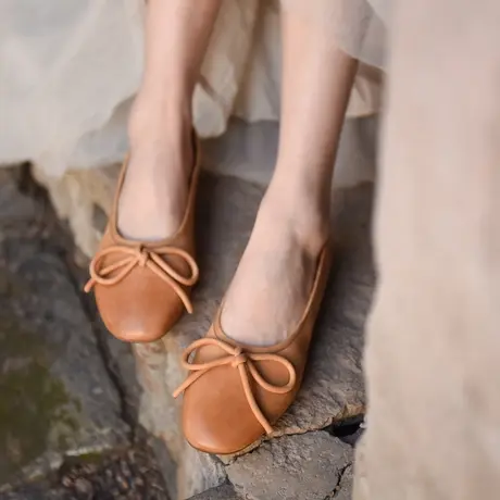 Artmu阿木原创文艺森系蝴蝶结浅口单鞋女平底软底豆豆鞋2023新款商品大图