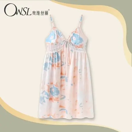 新款超仙吊带睡裙女夏季冰丝带胸垫高级感家居服睡衣裙女商品大图