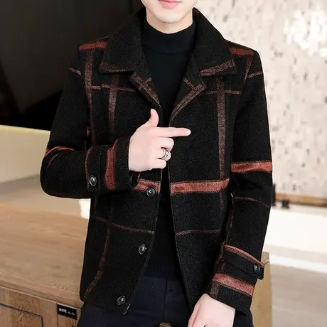 英伦毛呢风衣外套男士秋冬季韩版加厚夹克青年帅气休闲呢子大衣潮商品大图