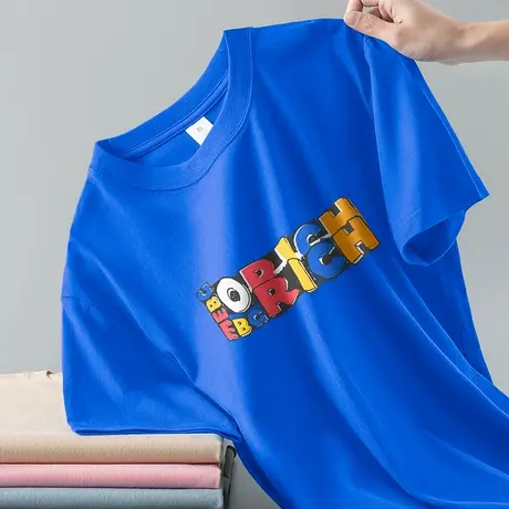 重磅纯棉短袖t恤男夏季潮流宽松半袖美式全棉打底衫字母印花体恤商品大图