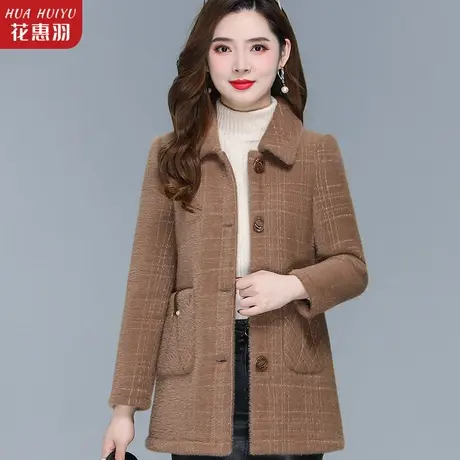 妈妈秋冬装加绒外套洋气冬款水貂绒大衣中老年人女冬季厚毛呢衣服图片